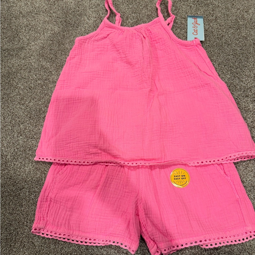 Cat & Jack Girls Pink Tank Top and Shorts Matching Set